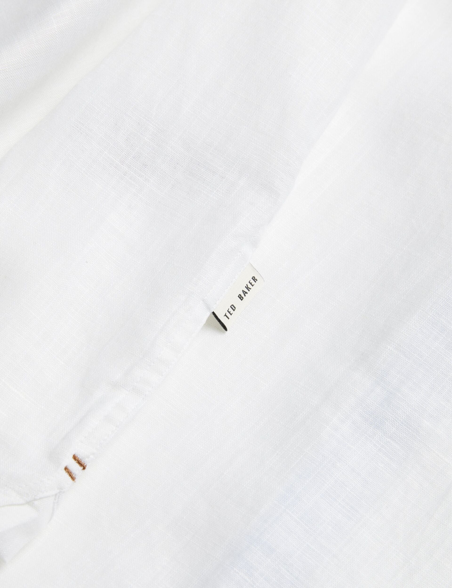 Ted Baker PALOMAS - Short Sleeve Textured Linen Cotton Shirt WHITE
