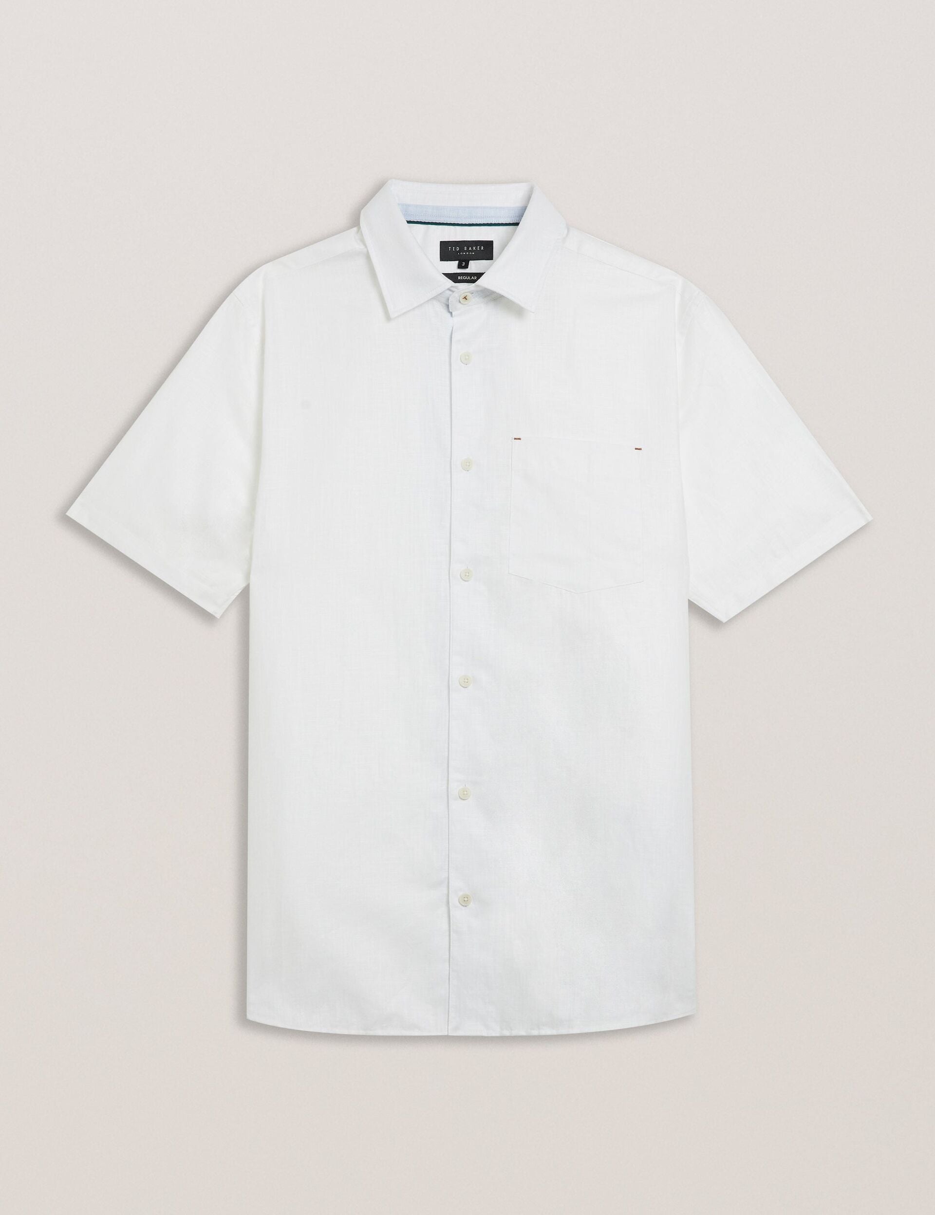 Ted Baker PALOMAS - Short Sleeve Textured Linen Cotton Shirt WHITE