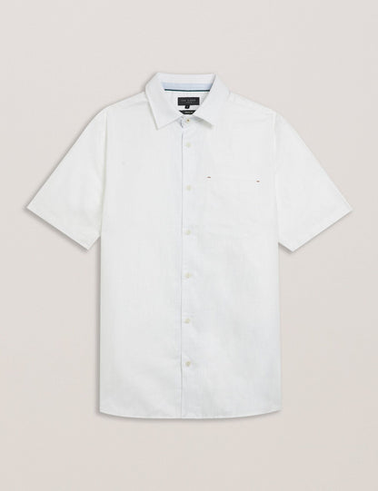 Ted Baker PALOMAS - Short Sleeve Textured Linen Cotton Shirt WHITE