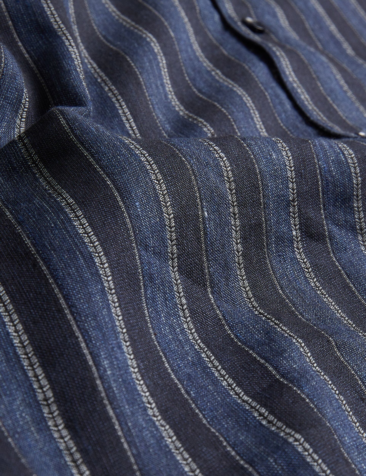Ted Baker FRANCOI - Striped Cotton Linen Short Sleeve Shirt NAVY