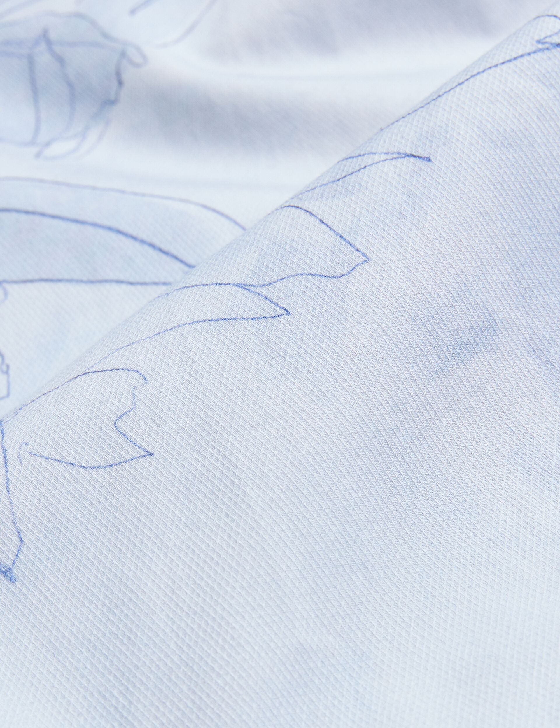Ted Baker WALESBY - Sketched Floral Print Cotton Shirt LIGHT BLUE