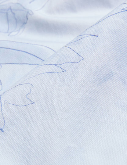 Ted Baker WALESBY - Sketched Floral Print Cotton Shirt LIGHT BLUE