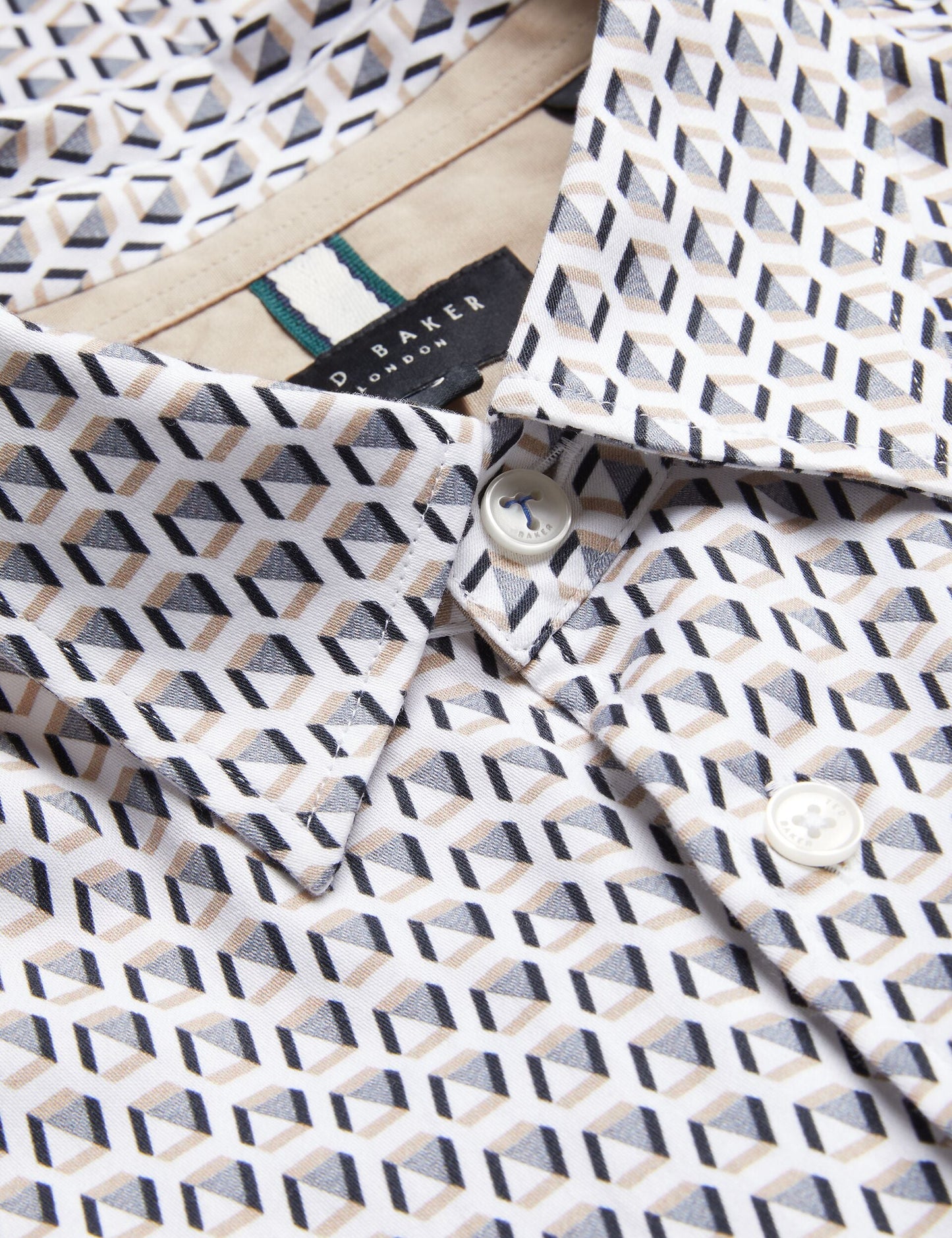 Ted Baker JOSHHY - Slim Fit Geometric Long Sleeve Shirt TAUPE
