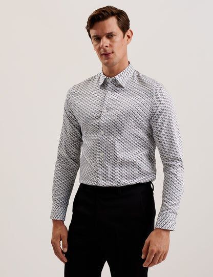 Ted Baker JOSHHY - Slim Fit Geometric Long Sleeve Shirt TAUPE