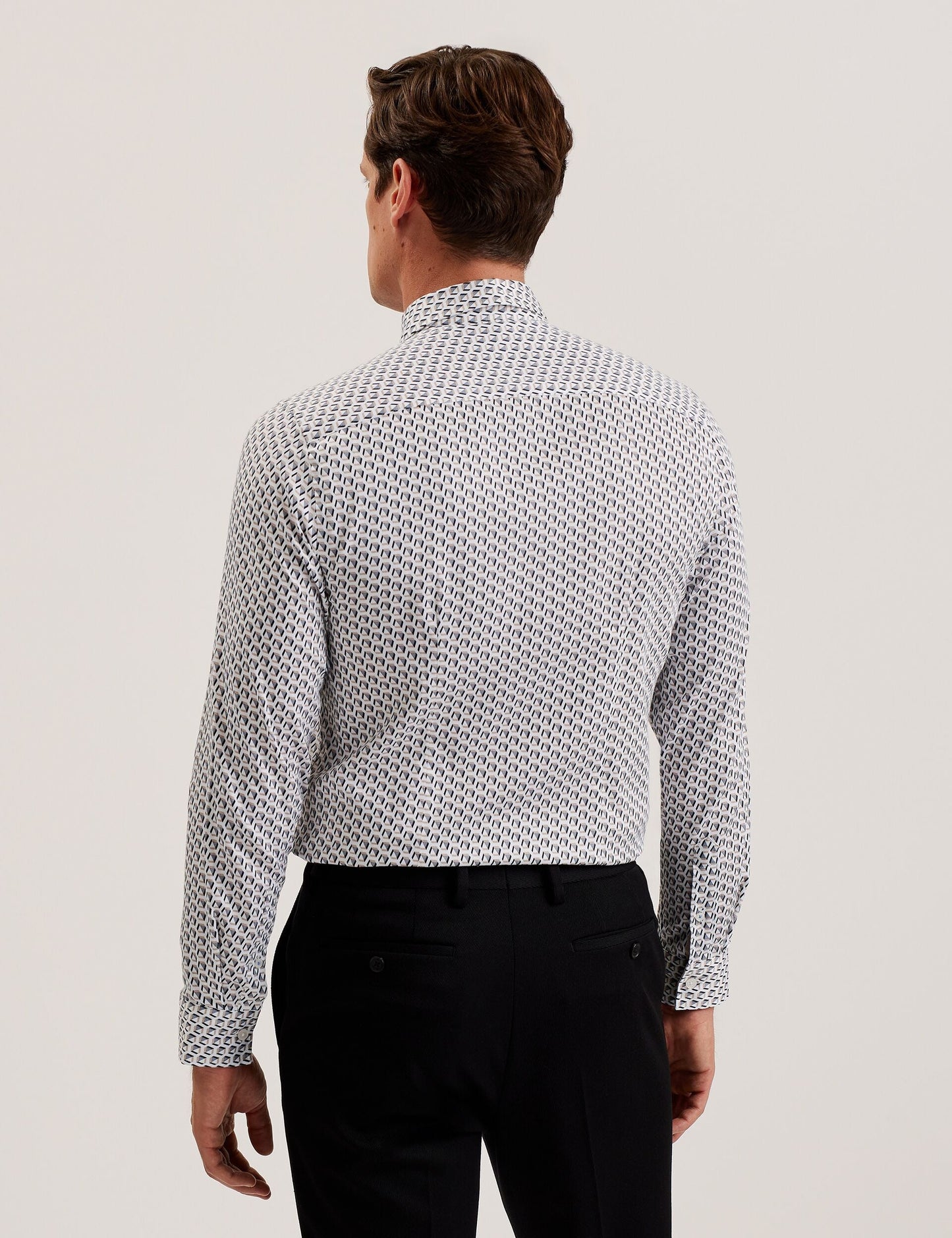 Ted Baker JOSHHY - Slim Fit Geometric Long Sleeve Shirt TAUPE