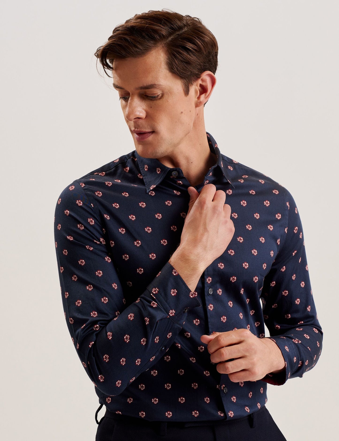 Ted Baker MIKCEAL - Floral Pattern Slim Fit Shirt NAVY