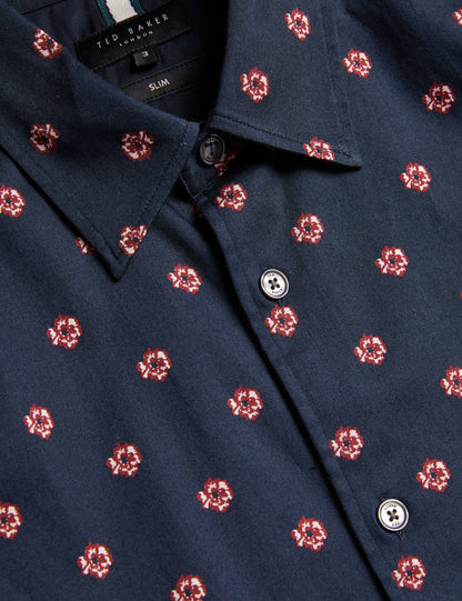 Ted Baker MIKCEAL - Floral Pattern Slim Fit Shirt NAVY