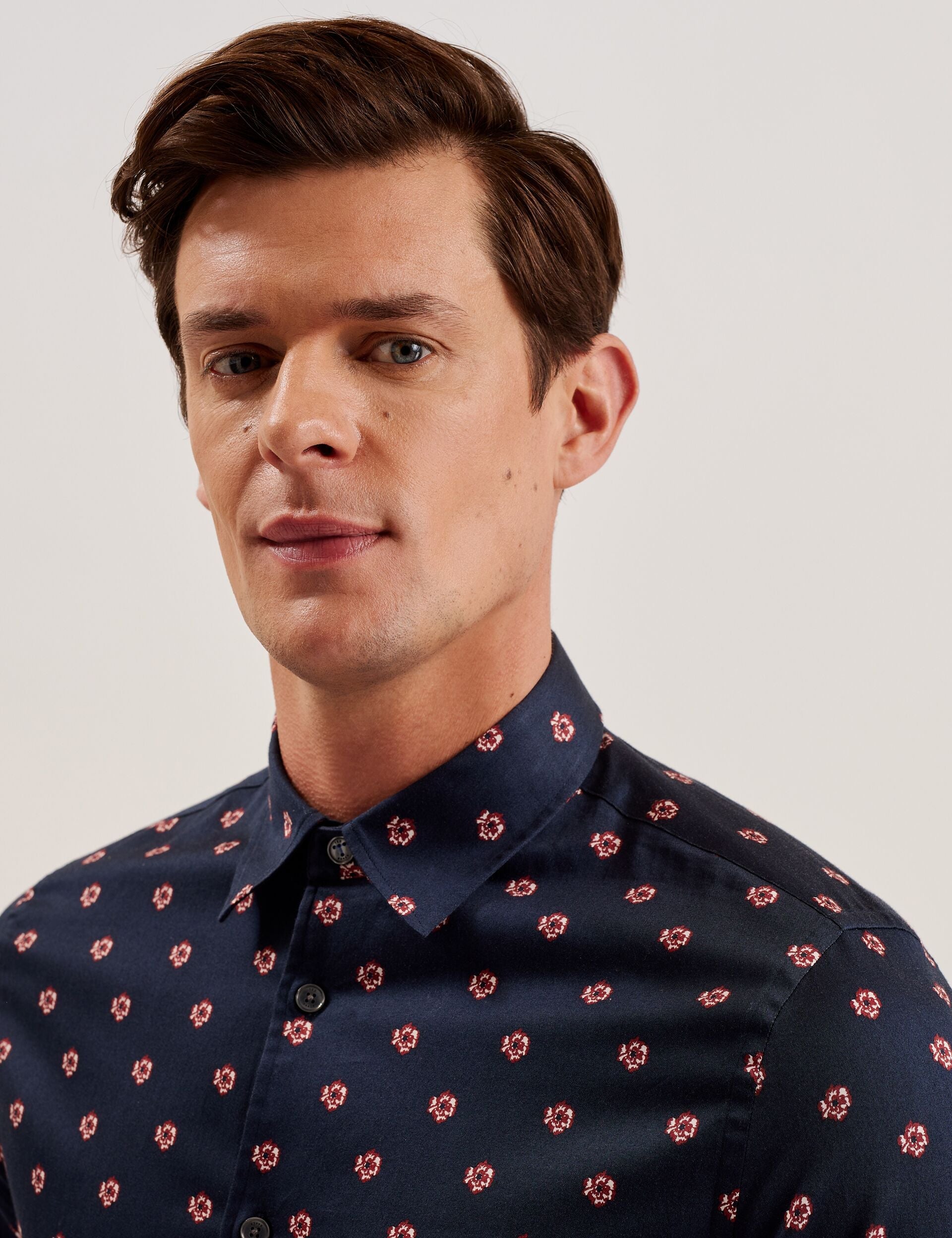 Ted Baker MIKCEAL - Floral Pattern Slim Fit Shirt NAVY
