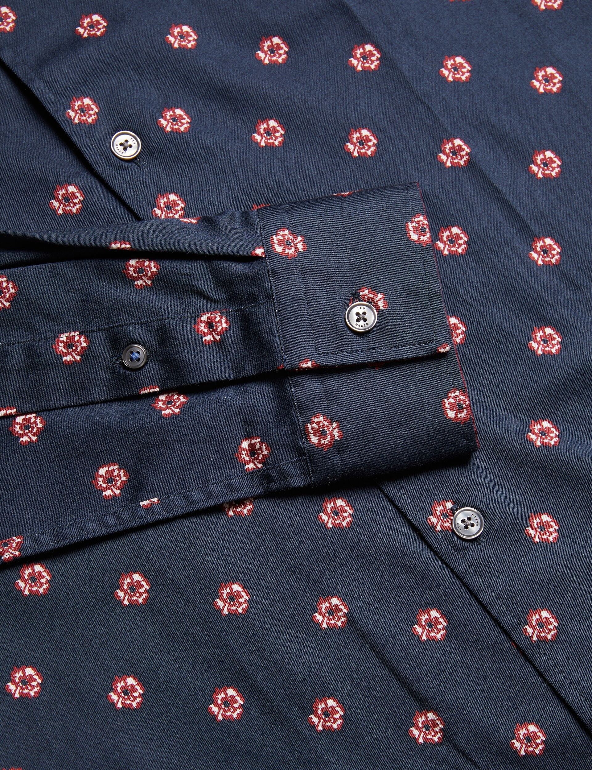 Ted Baker MIKCEAL - Floral Pattern Slim Fit Shirt NAVY