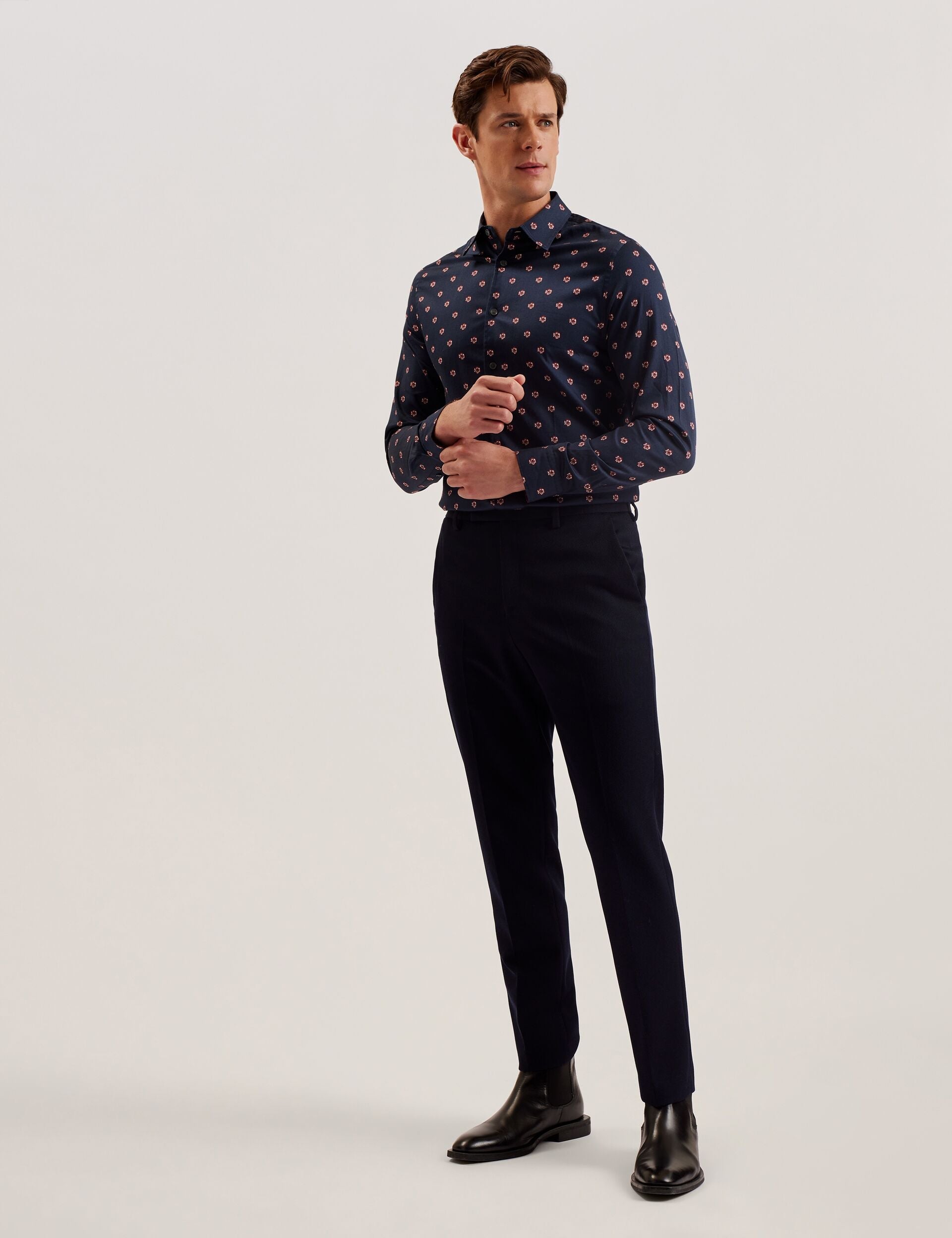 Ted Baker MIKCEAL - Floral Pattern Slim Fit Shirt NAVY