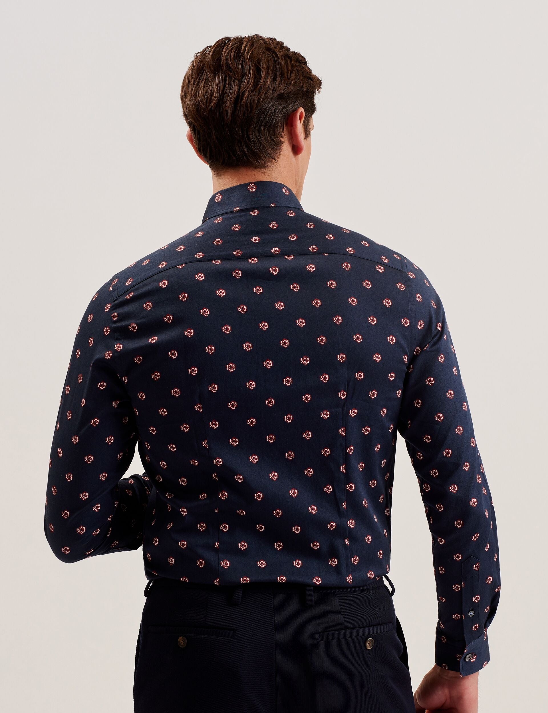 Ted Baker MIKCEAL - Floral Pattern Slim Fit Shirt NAVY