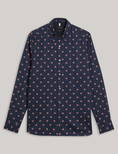 Ted Baker MIKCEAL - Floral Pattern Slim Fit Shirt NAVY