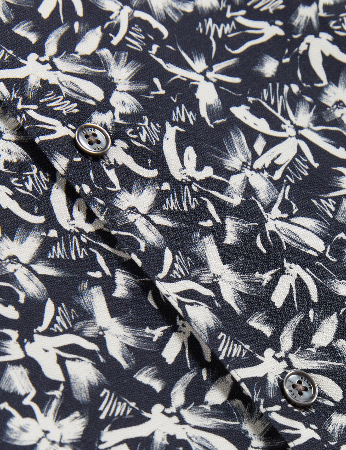Ted Baker TAVARO - Short Sleeve Abstract Floral Print Shirt NAVY