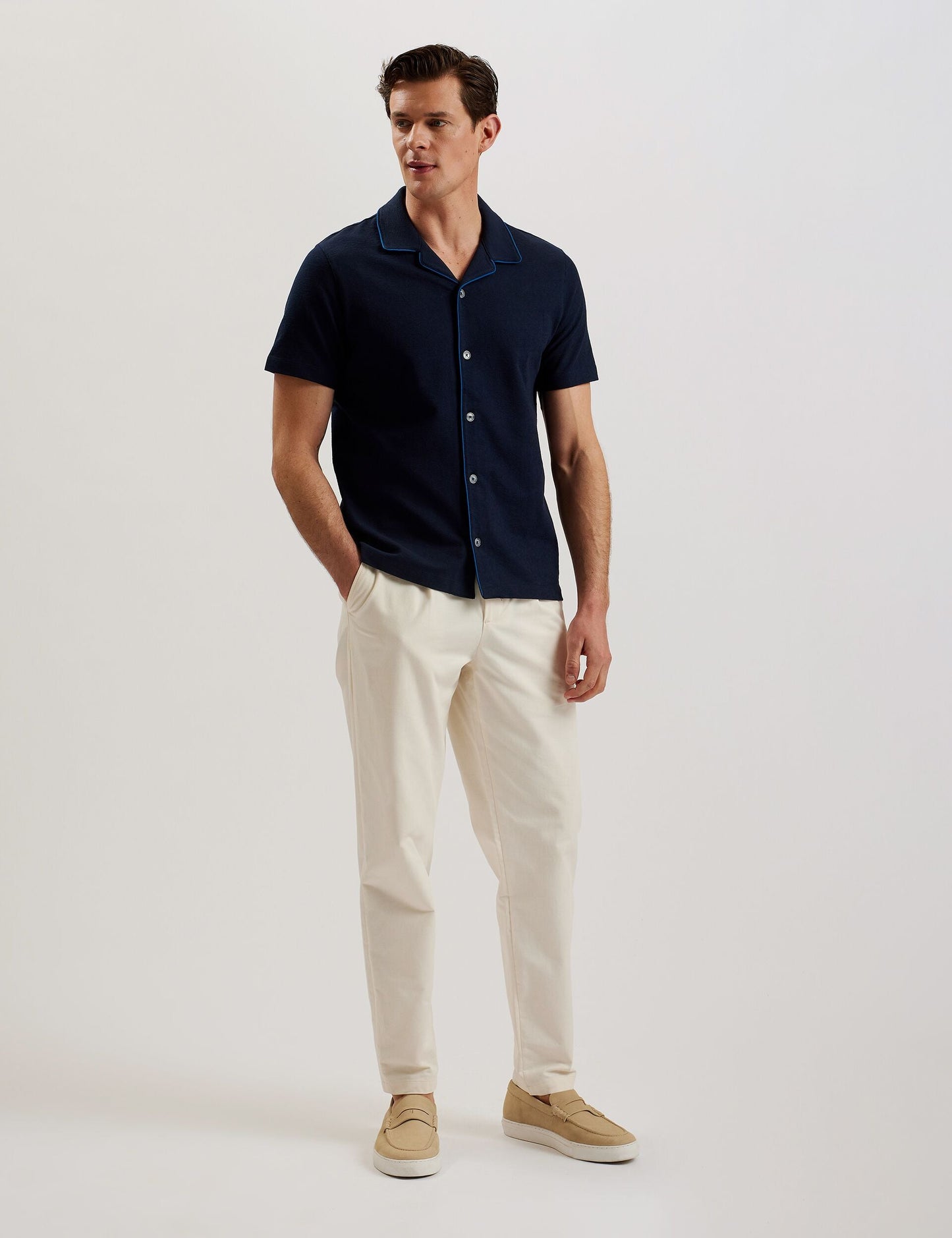 Ted Baker SELAR - SS Regular Button Through Shirt NAVY