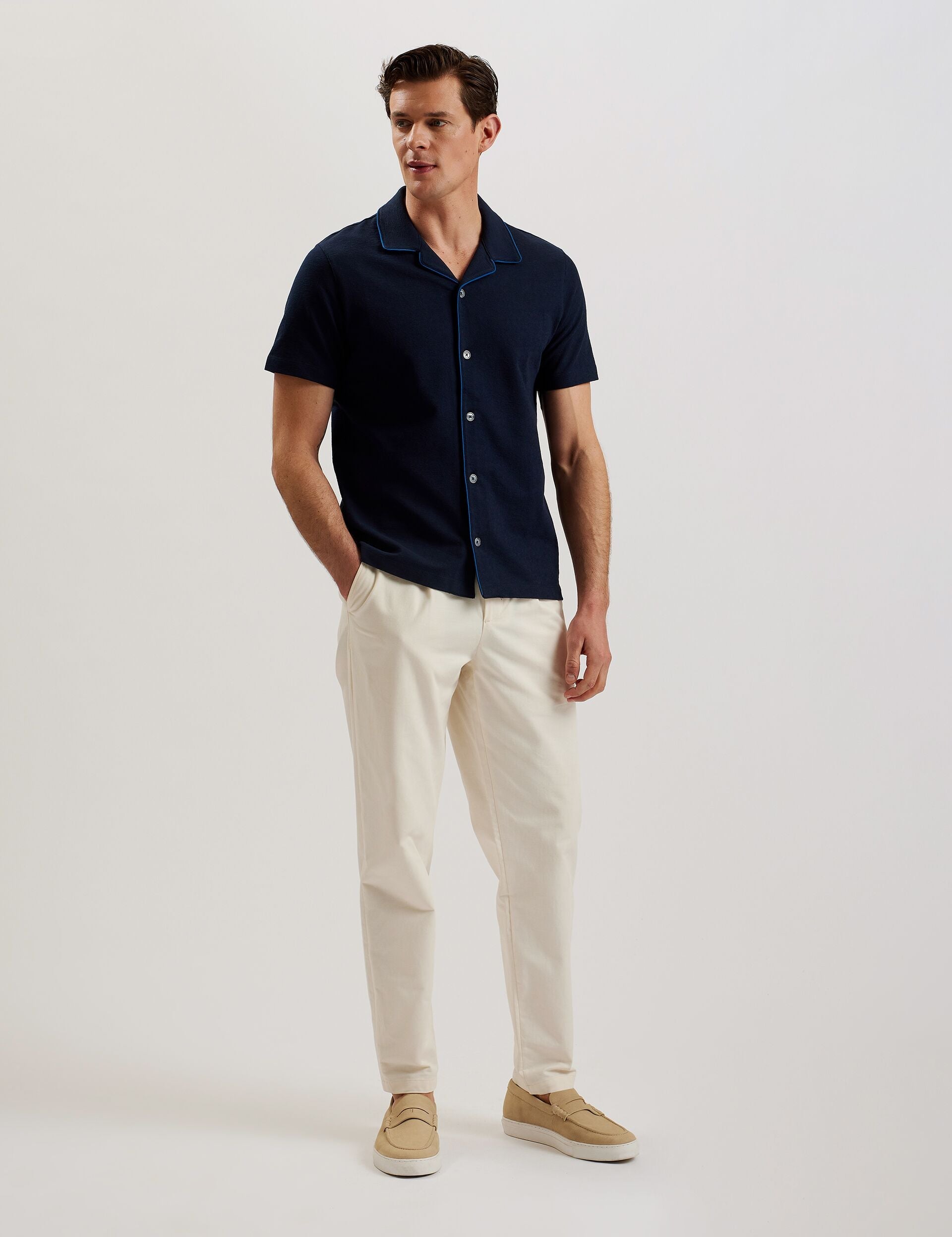 Ted Baker SELAR - SS Regular Button Through Shirt NAVY