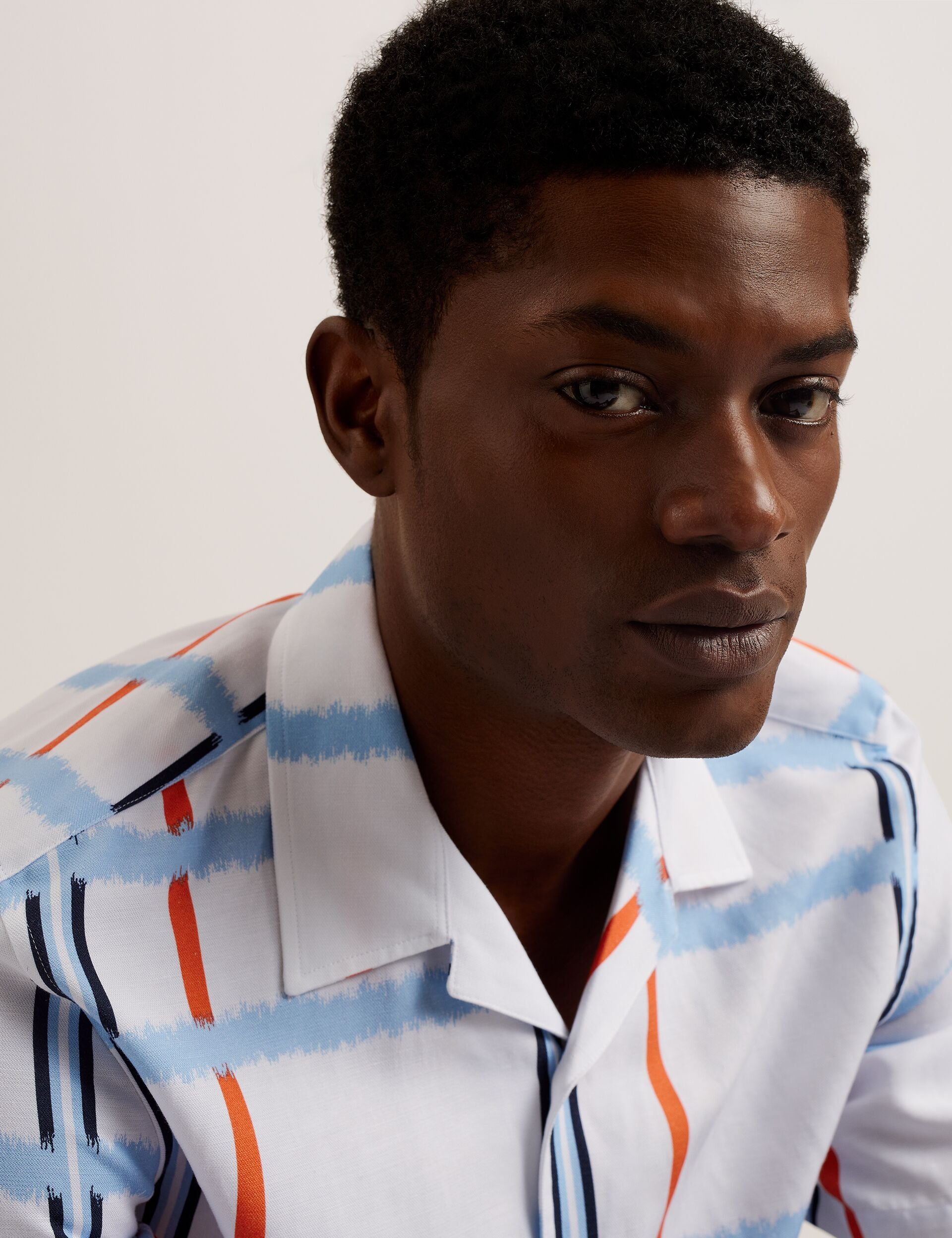 Ted Baker GARDON - Check Print Relaxed Short Sleeve Shirt WHITE
