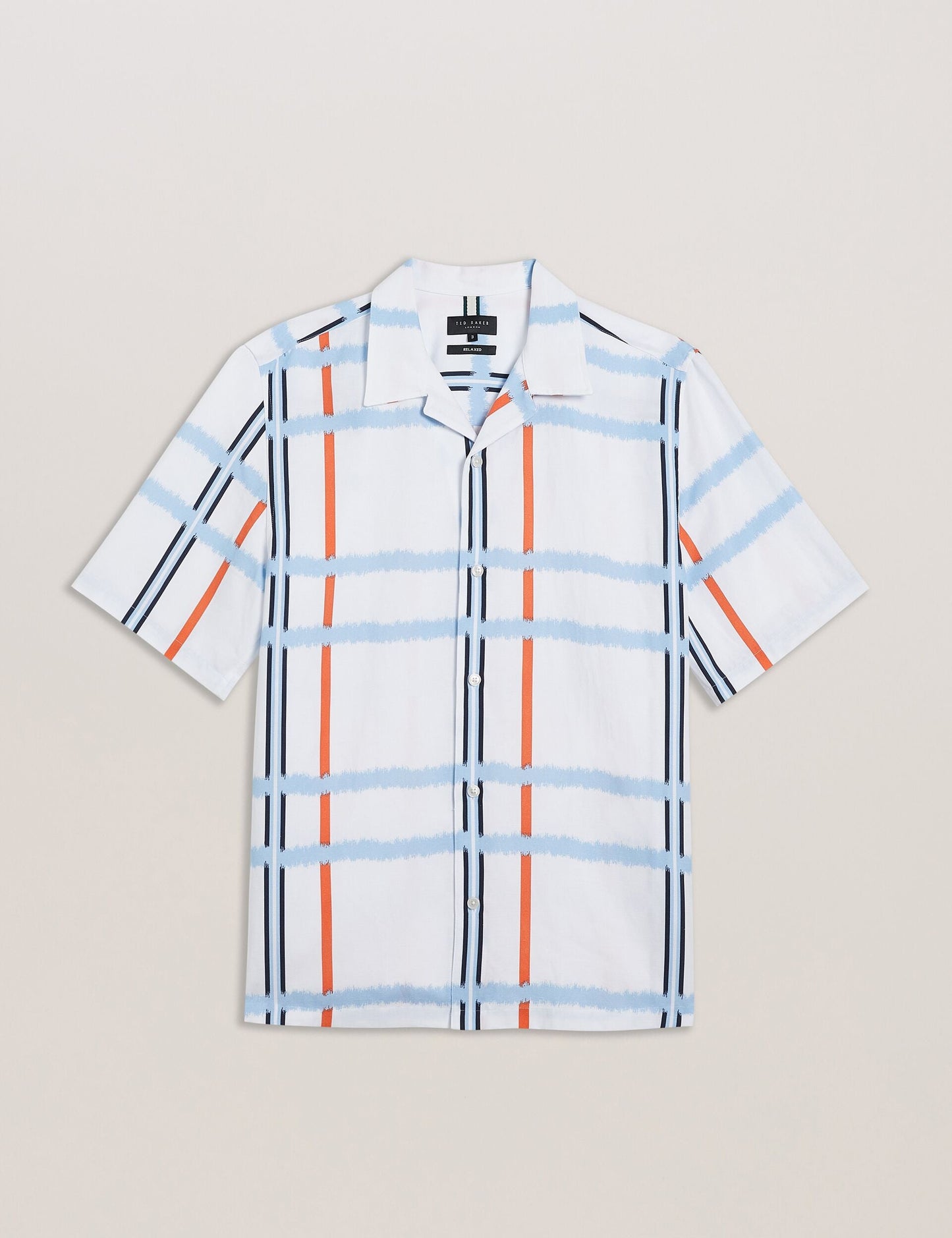 Ted Baker GARDON - Check Print Relaxed Short Sleeve Shirt WHITE