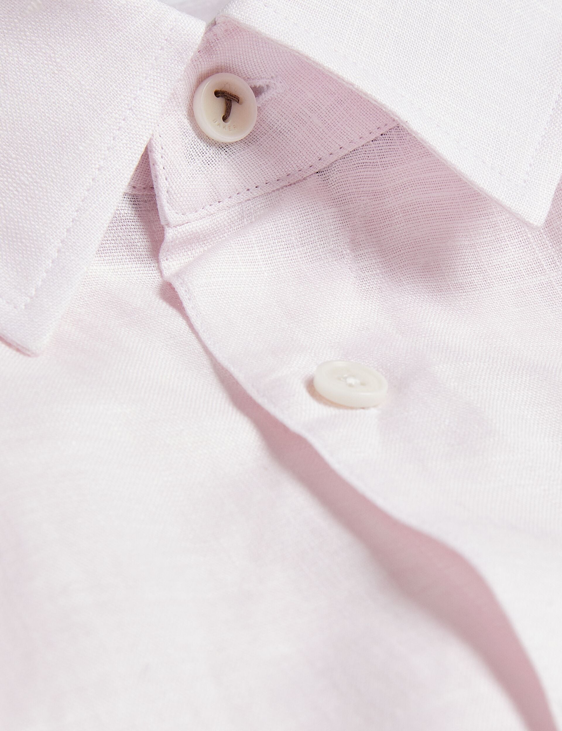 Ted Baker ROMEOS - Regular Fit Cotton Linen Long Sleeve Shirt MID PINK