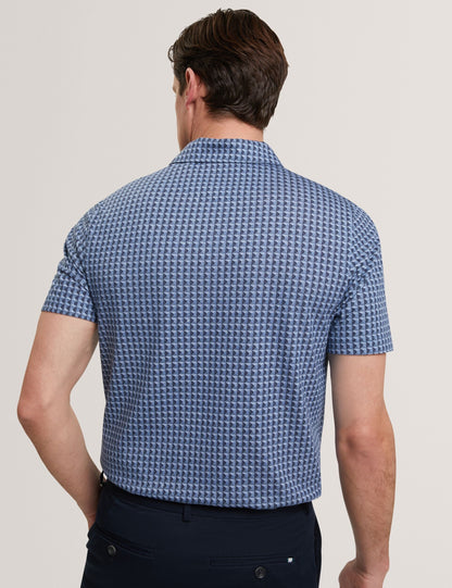Ted Baker ZUMURUD Tile Print Cotton Short Sleeve Shirt NAVY