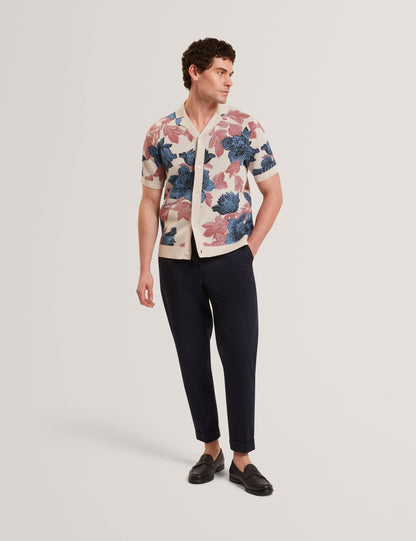 Ted Baker ASHQARA Shaded Floral Knit Button-Through Polo Shirt MULTICOLOUR