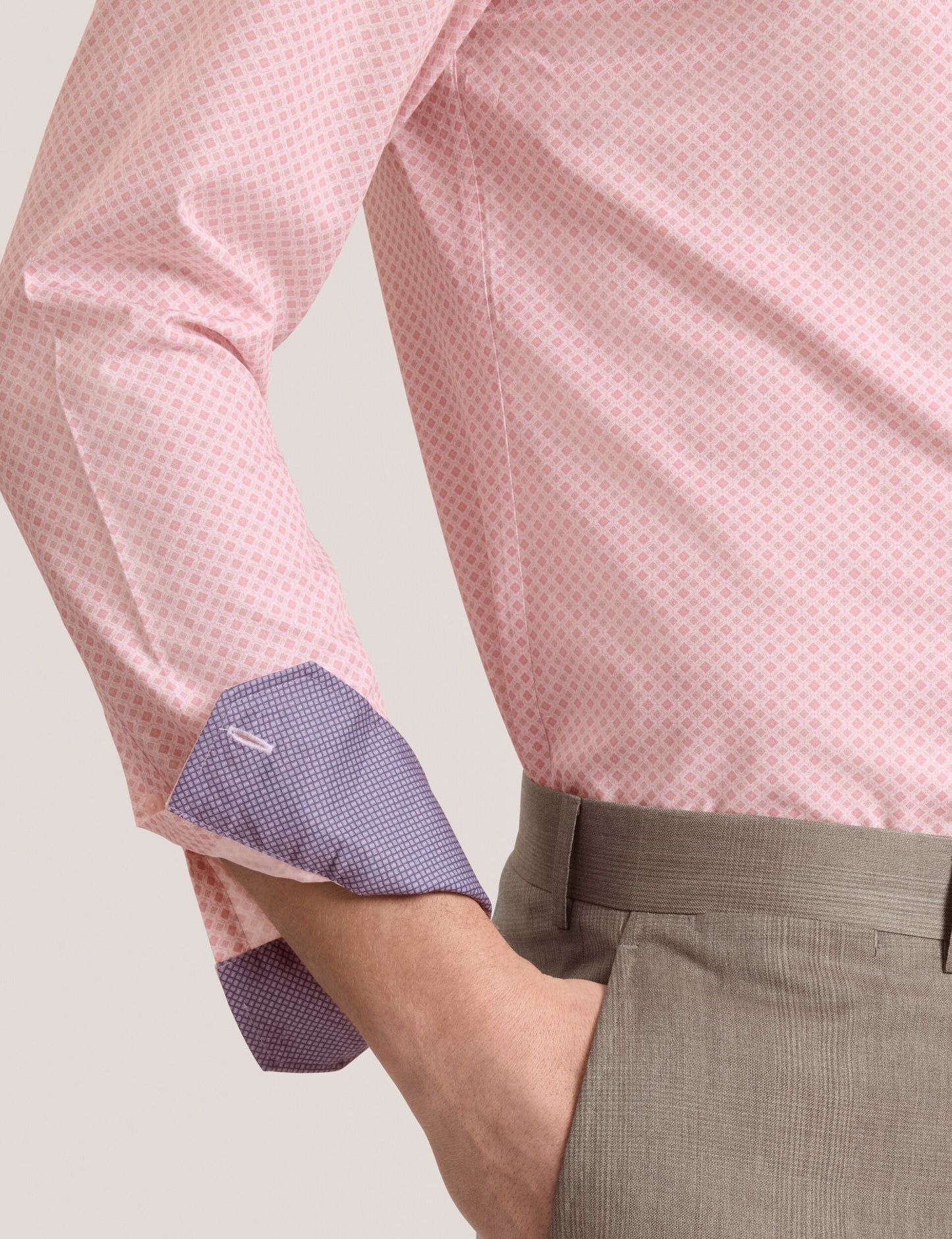 Ted Baker NANTUCKET Geo Print Stretch Cotton Slim Fit Shirt PINK