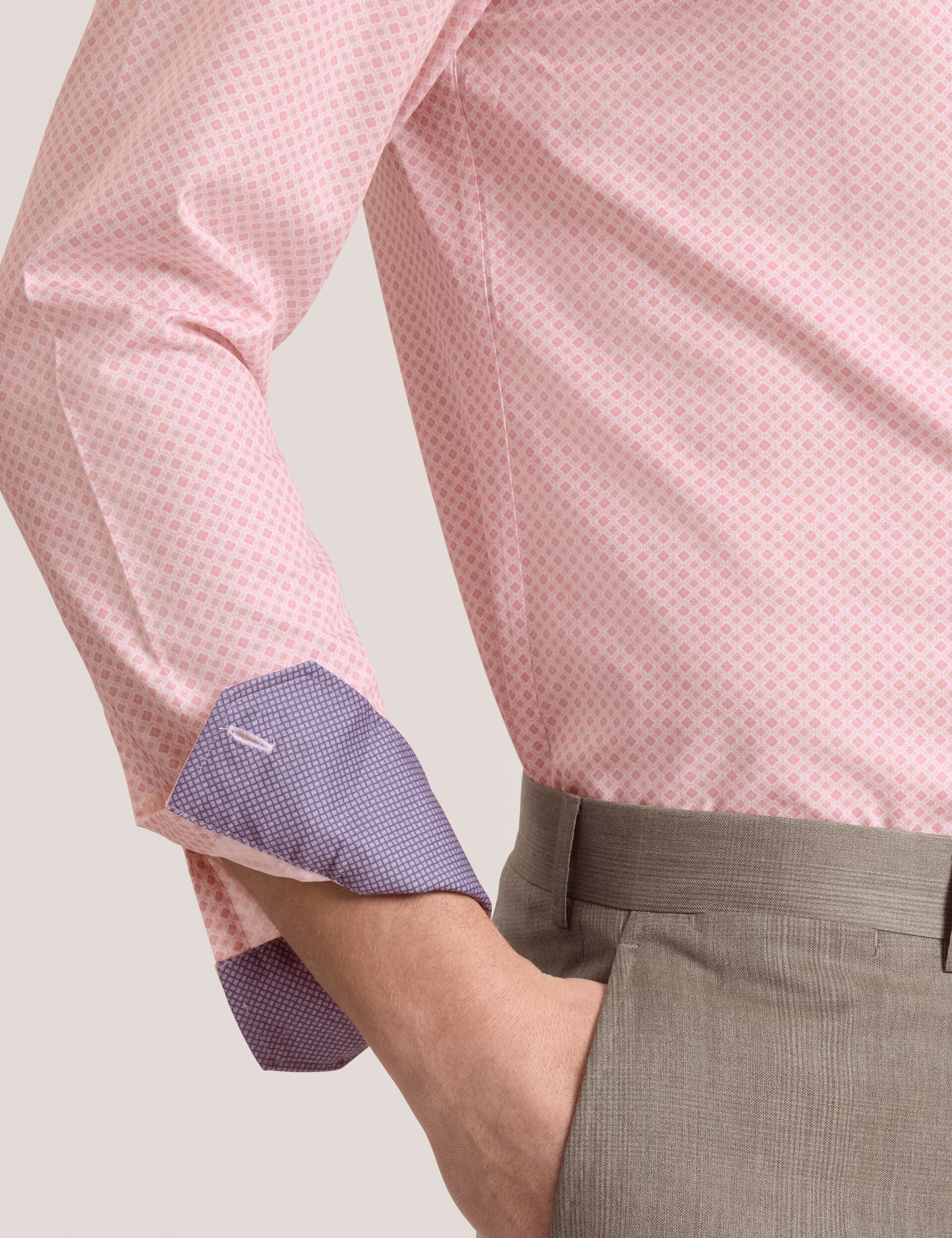 Ted Baker NANTUCKET Geo Print Stretch Cotton Slim Fit Shirt PINK
