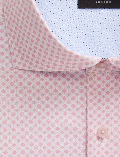 Ted Baker NANTUCKET Geo Print Stretch Cotton Slim Fit Shirt PINK