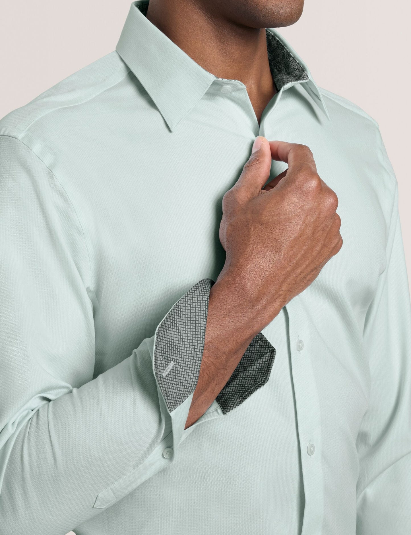 Ted Baker GENEVA Textured Stretch Cotton Slim Fit Shirt PALE GREEN