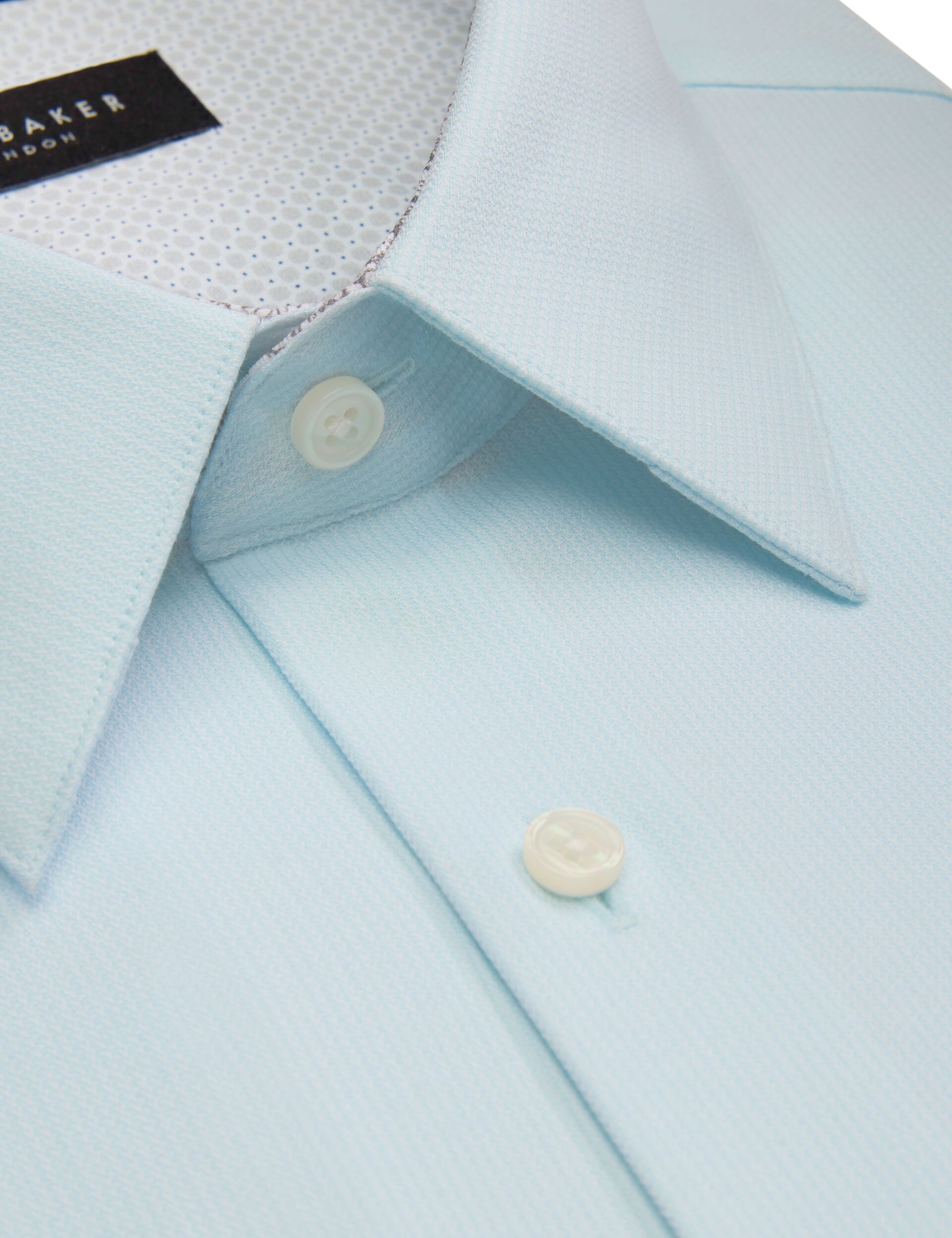 Ted Baker GENEVA Textured Stretch Cotton Slim Fit Shirt PALE GREEN