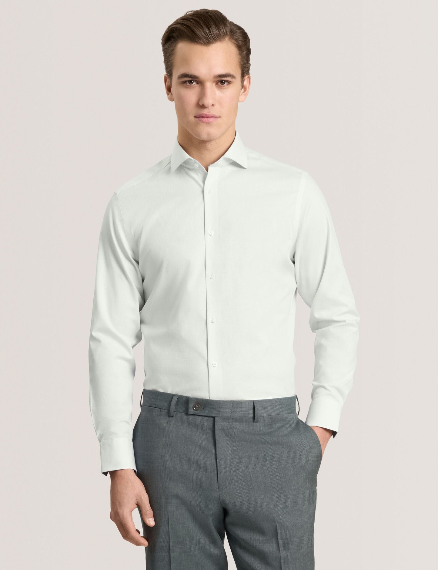 Ted Baker NANTUCKET Geo Texture Stretch Cotton Slim Fit Shirt PALE GREEN