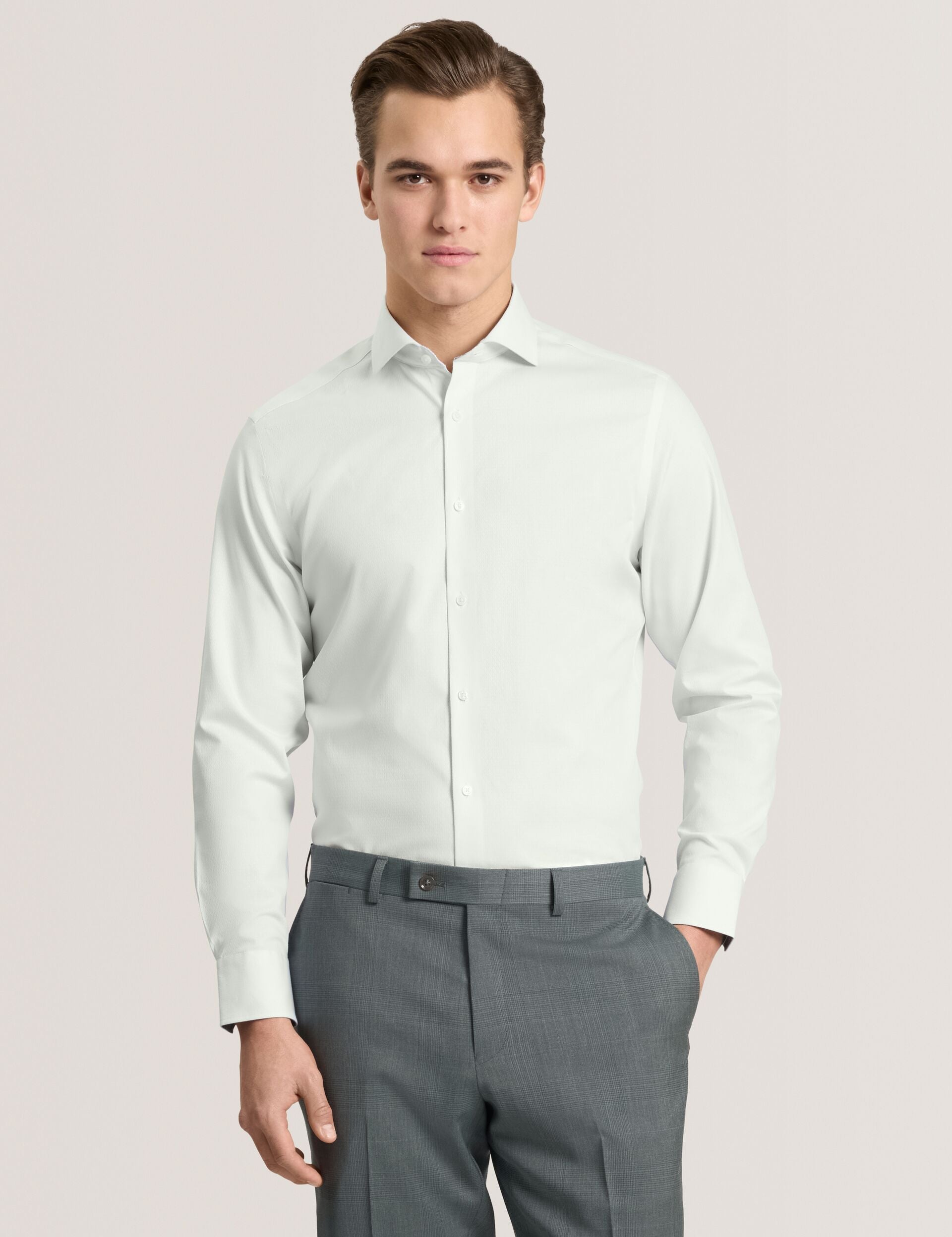 Ted Baker NANTUCKET Geo Texture Stretch Cotton Slim Fit Shirt PALE GREEN