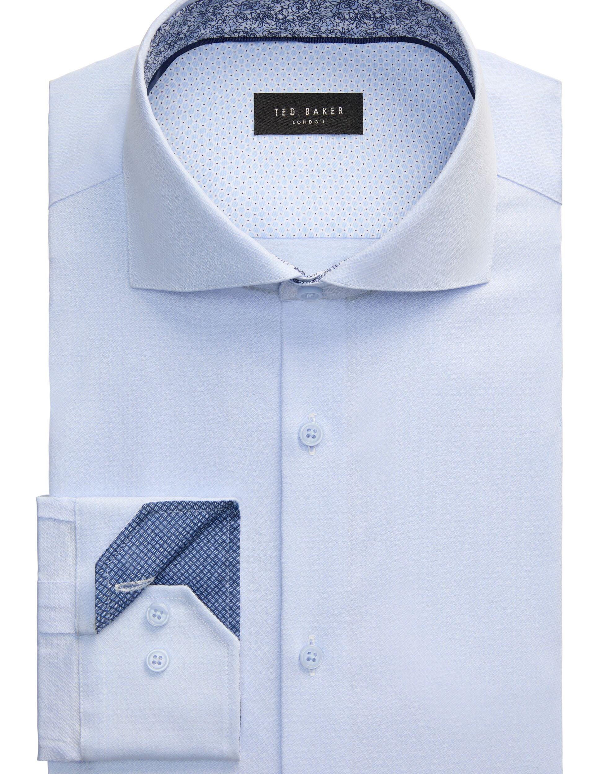 Ted Baker NANTUCKET Geo Texture Stretch Cotton Slim Fit Shirt PALE GREEN