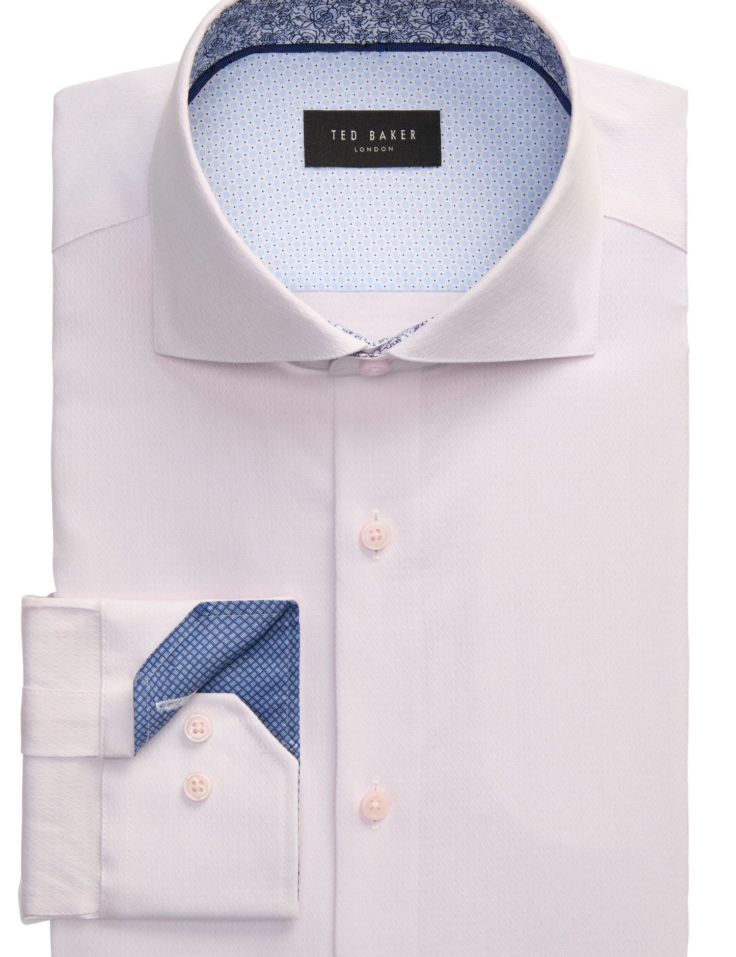 Ted Baker NANTUCKET Geo Texture Stretch Cotton Slim Fit Shirt PALE PINK