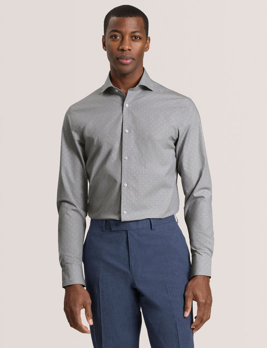 Ted Baker NANTUCKET Dobby Stretch Cotton Slim Fit Shirt GREY