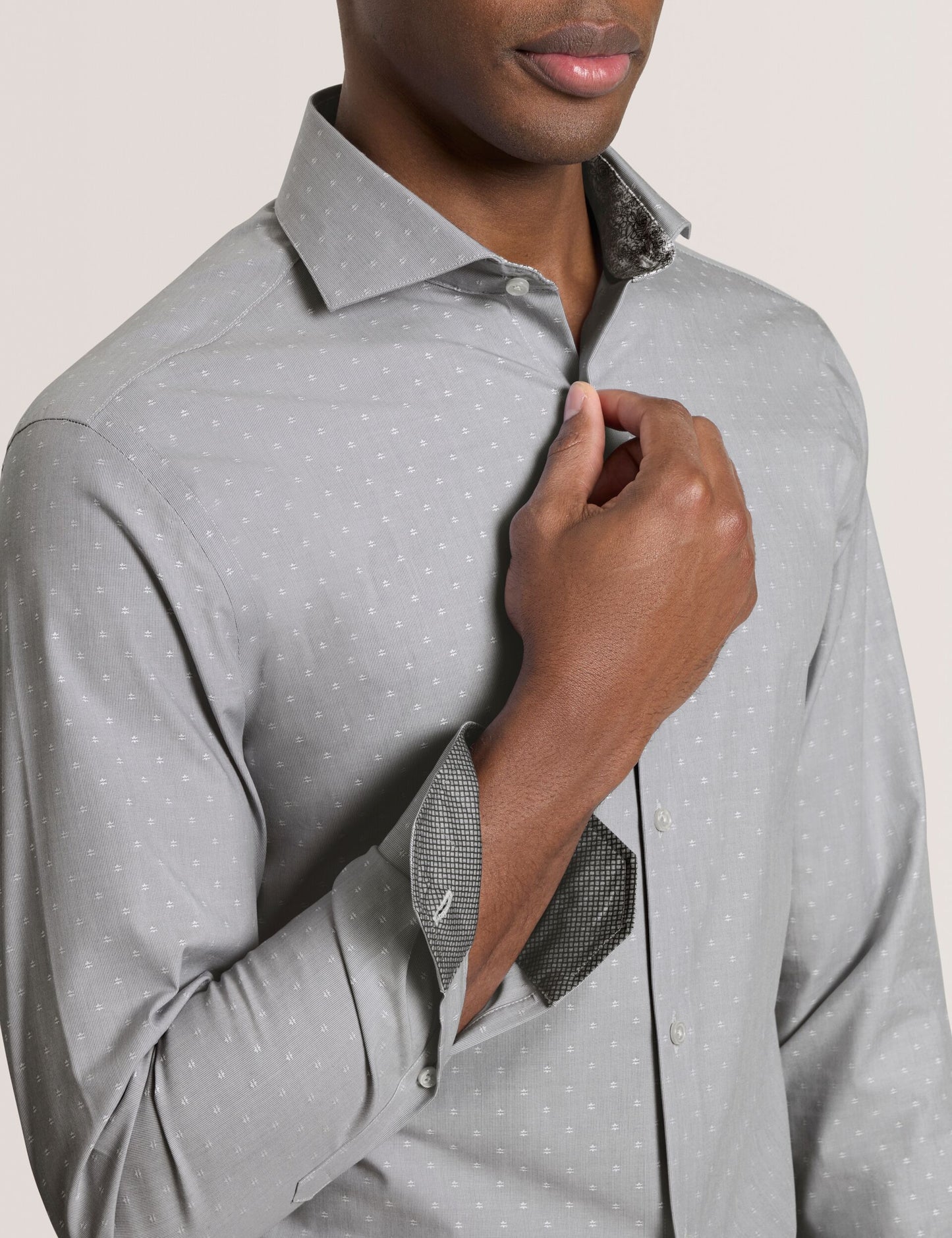 Ted Baker NANTUCKET Dobby Stretch Cotton Slim Fit Shirt GREY