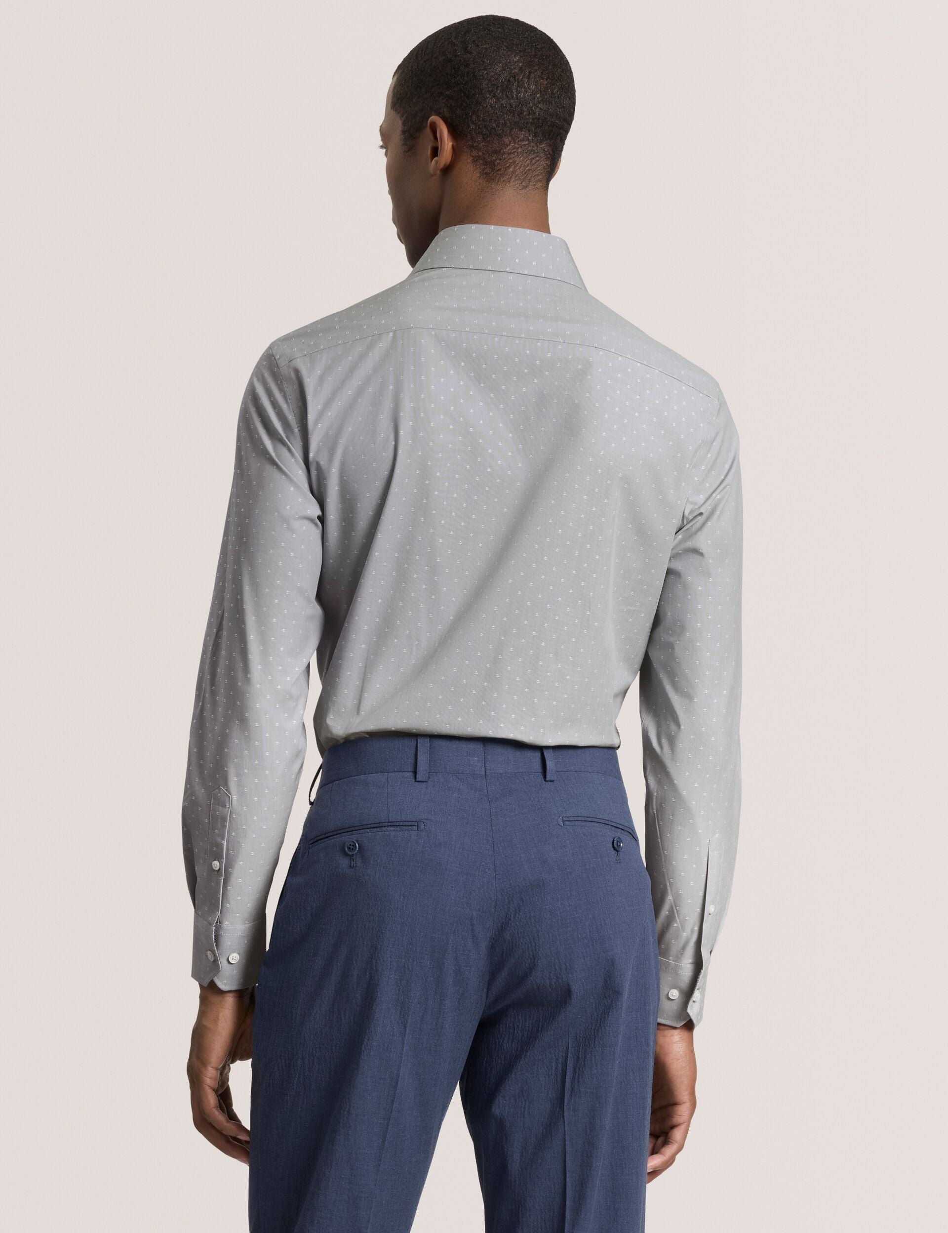 Ted Baker NANTUCKET Dobby Stretch Cotton Slim Fit Shirt GREY