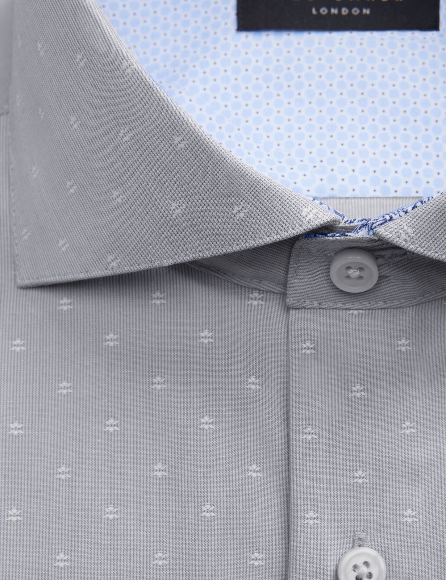 Ted Baker NANTUCKET Dobby Stretch Cotton Slim Fit Shirt GREY
