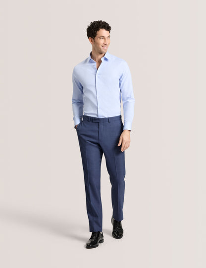 Ted Baker GENEVA Textured Stretch Cotton Slim Fit Shirt BLUE