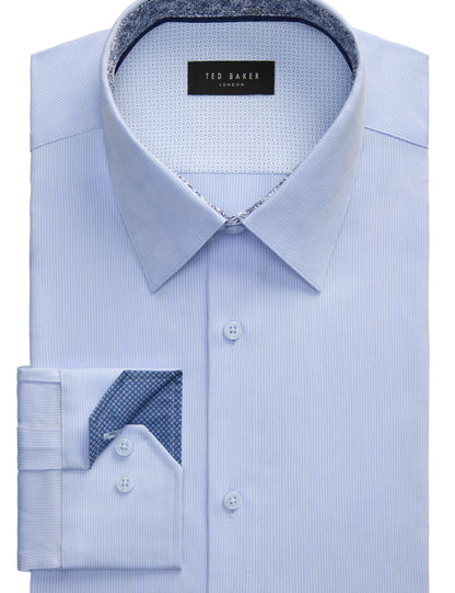 Ted Baker GENEVA Textured Stretch Cotton Slim Fit Shirt BLUE