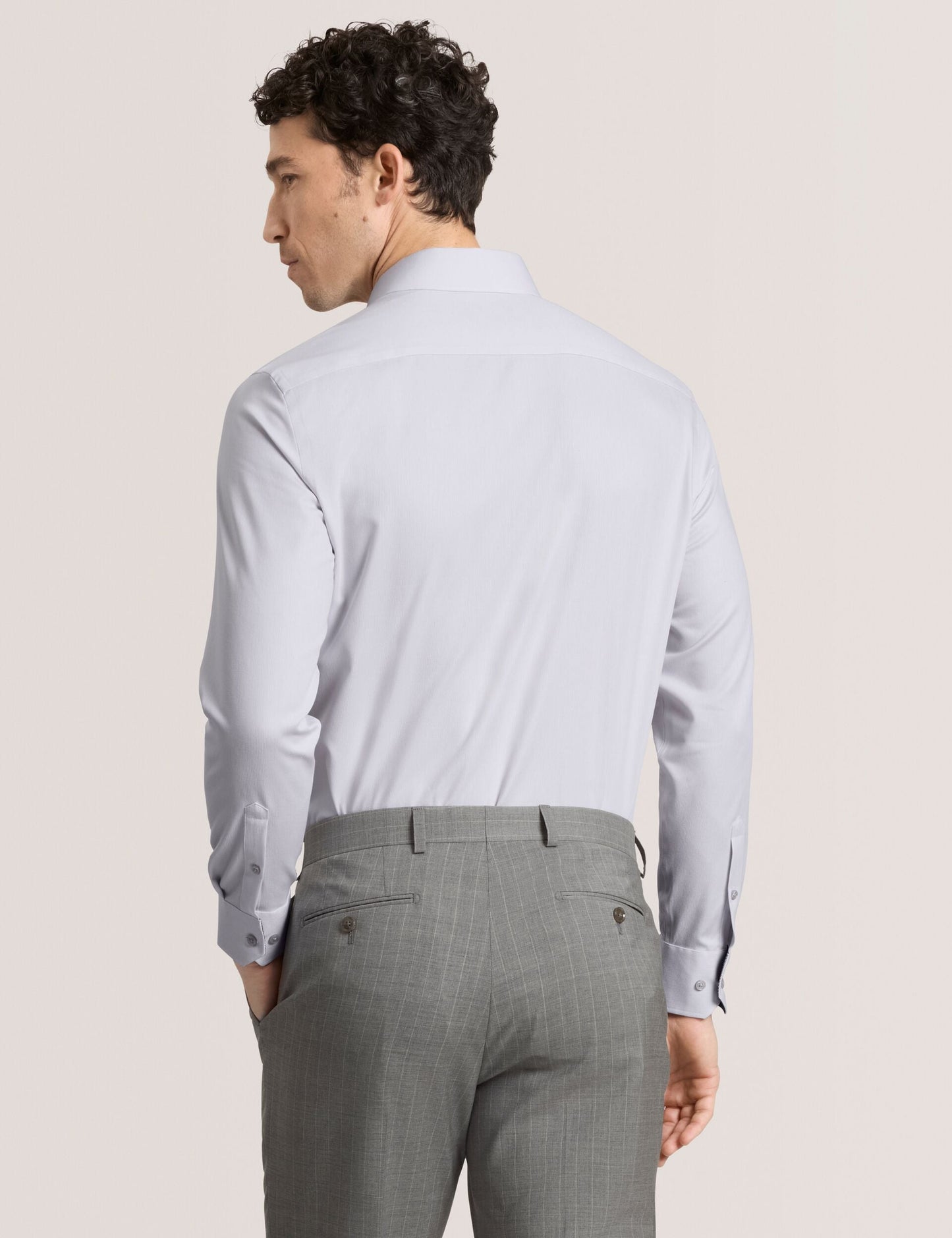 Ted Baker GENEVA Textured Stretch Cotton Slim Fit Shirt LIGHT GREY