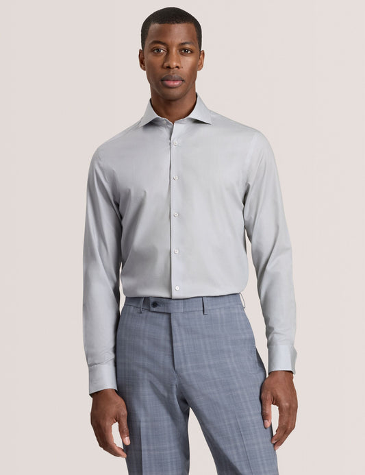 Ted Baker NANTUCKET Dobby Stretch Cotton Slim Fit Shirt LIGHT GREY