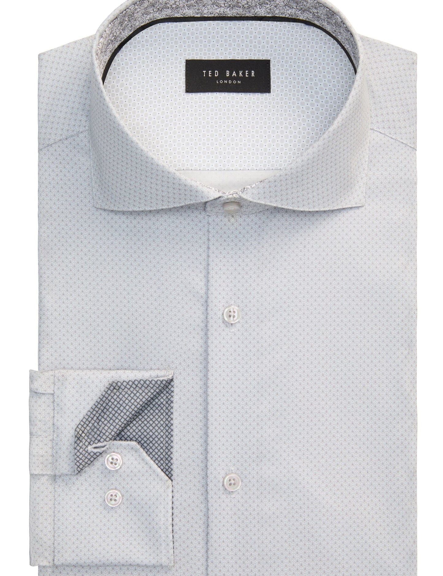 Ted Baker NANTUCKET Dobby Stretch Cotton Slim Fit Shirt LIGHT GREY