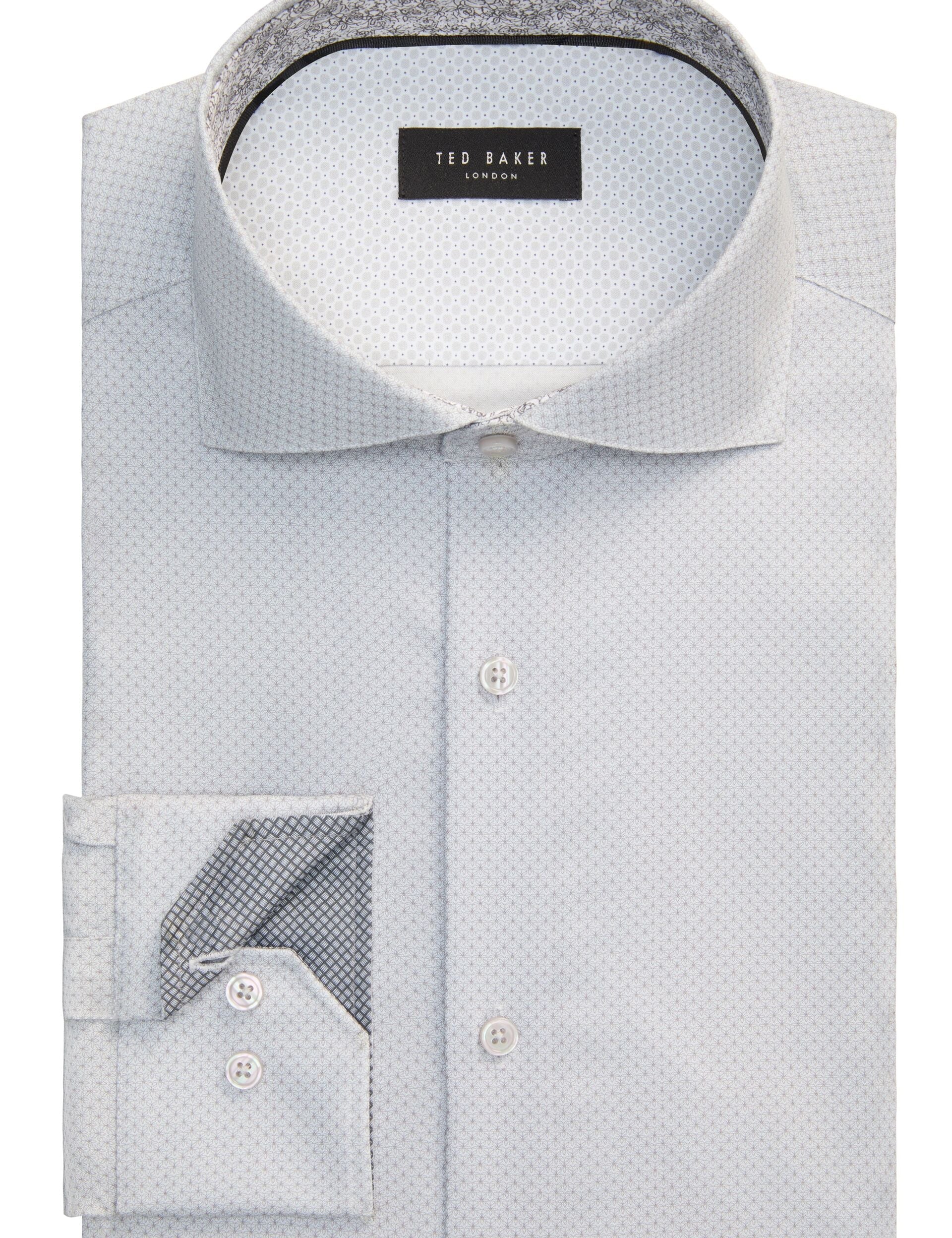 Ted Baker NANTUCKET Dobby Stretch Cotton Slim Fit Shirt LIGHT GREY