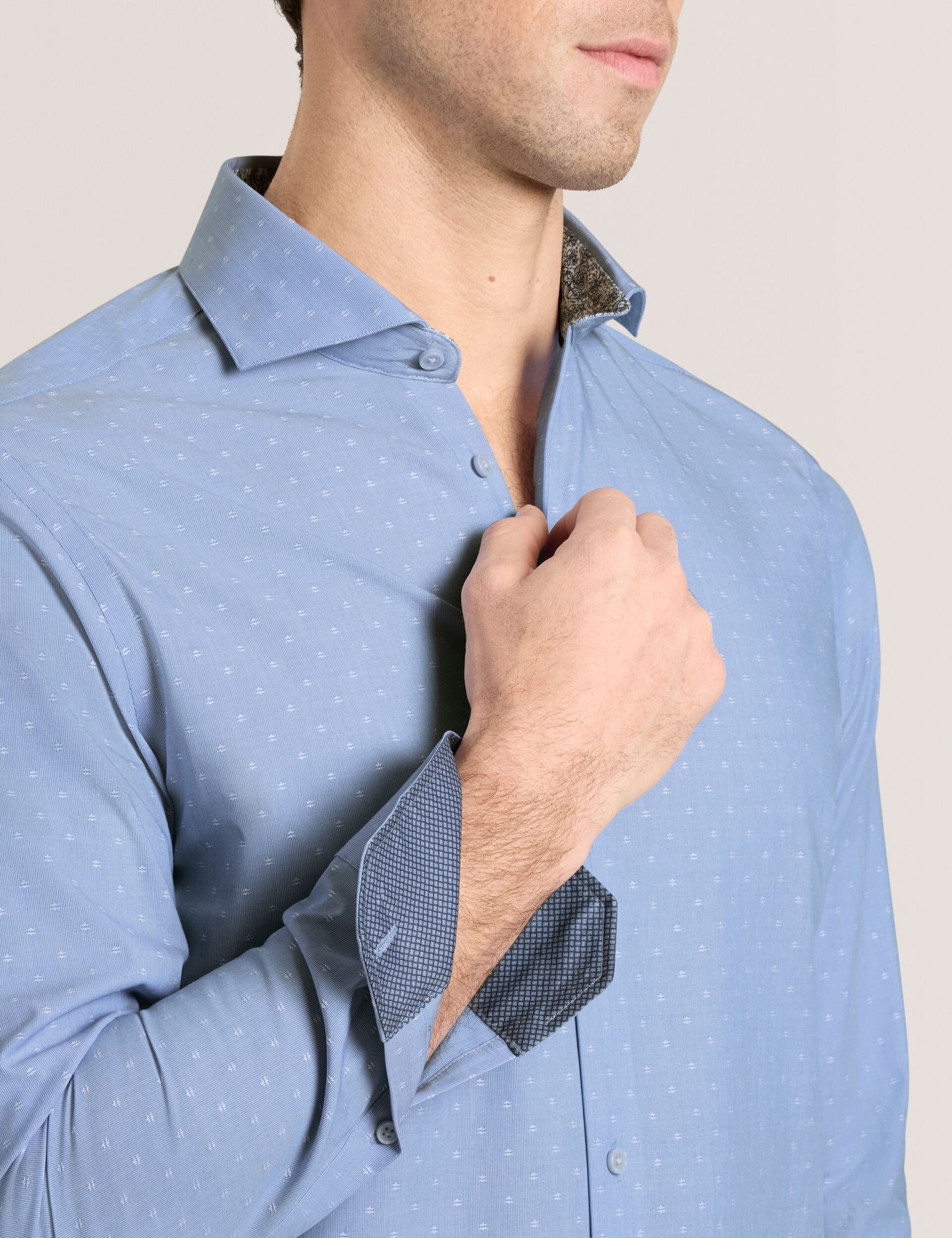 Ted Baker NANTUCKET Dobby Stretch Cotton Slim Fit Shirt BLUE
