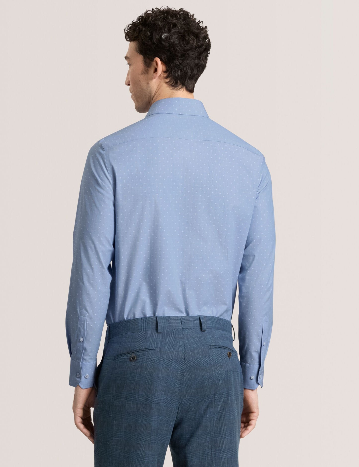 Ted Baker NANTUCKET Dobby Stretch Cotton Slim Fit Shirt BLUE