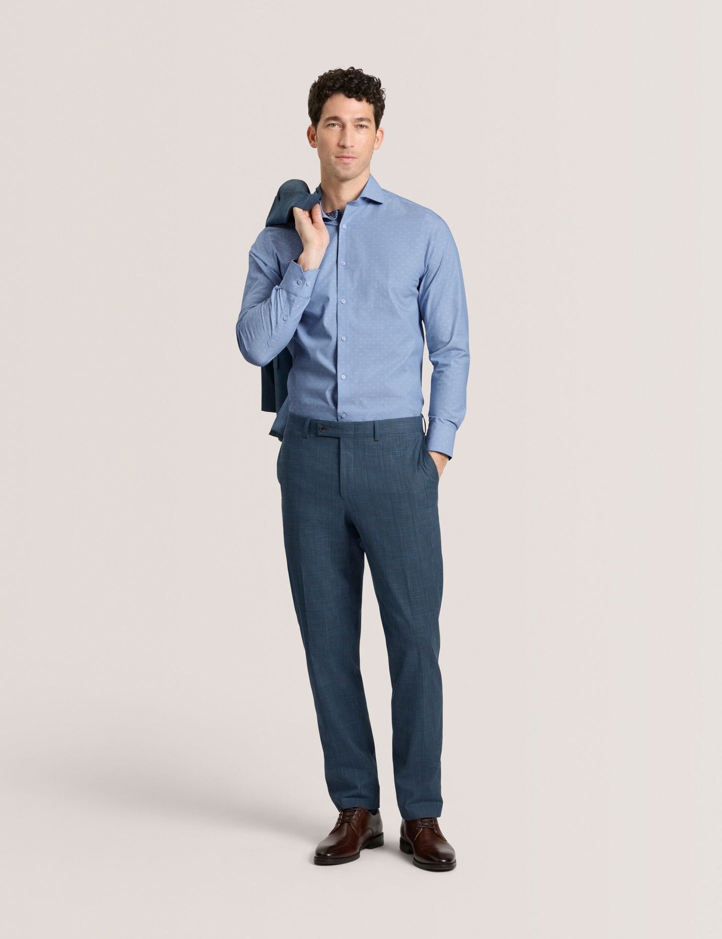 Ted Baker NANTUCKET Dobby Stretch Cotton Slim Fit Shirt BLUE