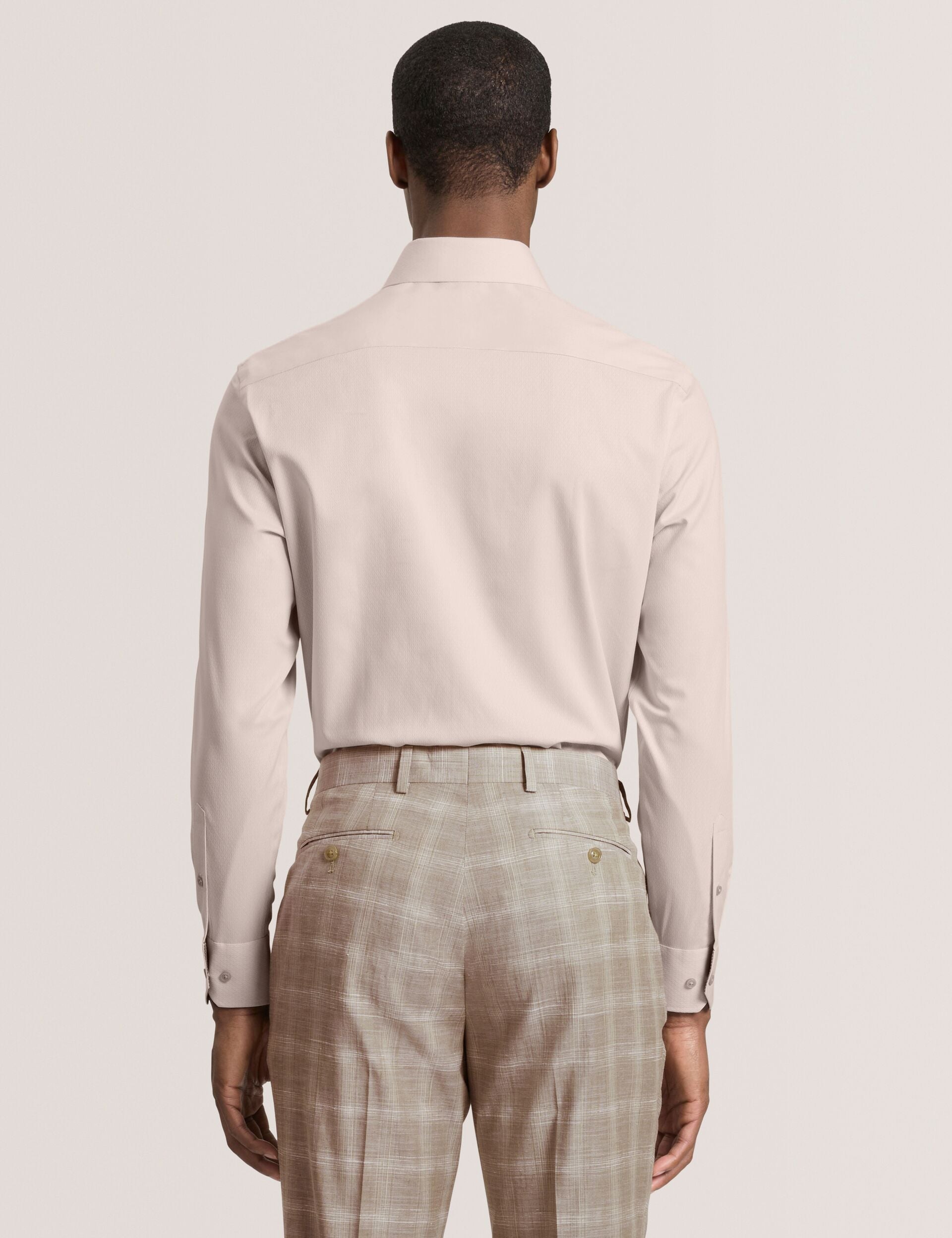 Ted Baker NANTUCKET Geo Texture Stretch Cotton Slim Fit Shirt TAUPE
