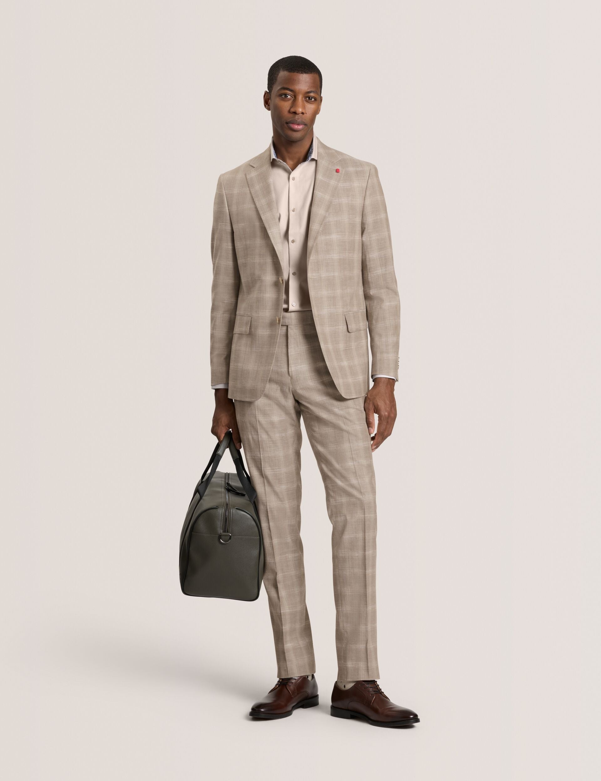 Ted Baker NANTUCKET Geo Texture Stretch Cotton Slim Fit Shirt TAUPE