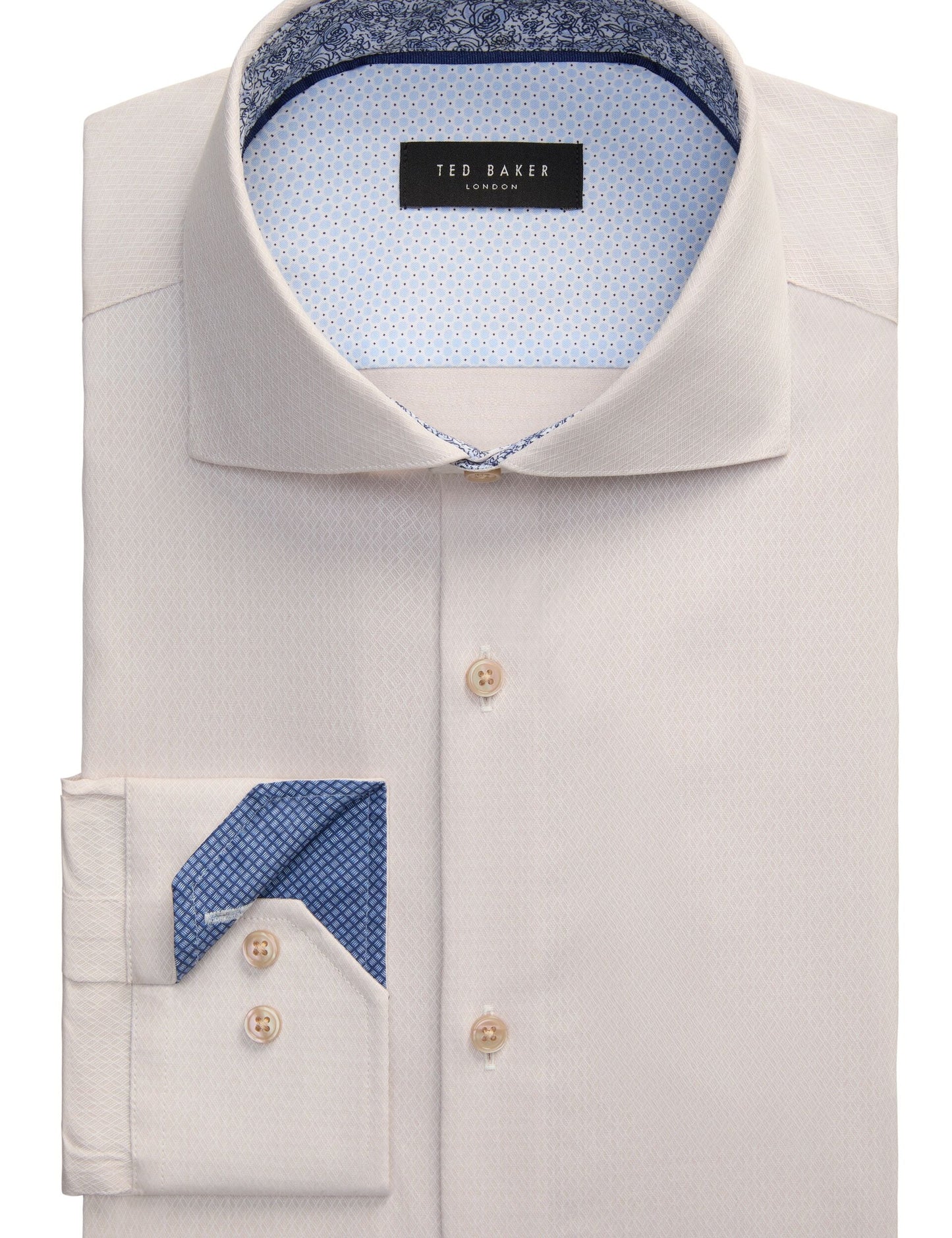 Ted Baker NANTUCKET Geo Texture Stretch Cotton Slim Fit Shirt TAUPE