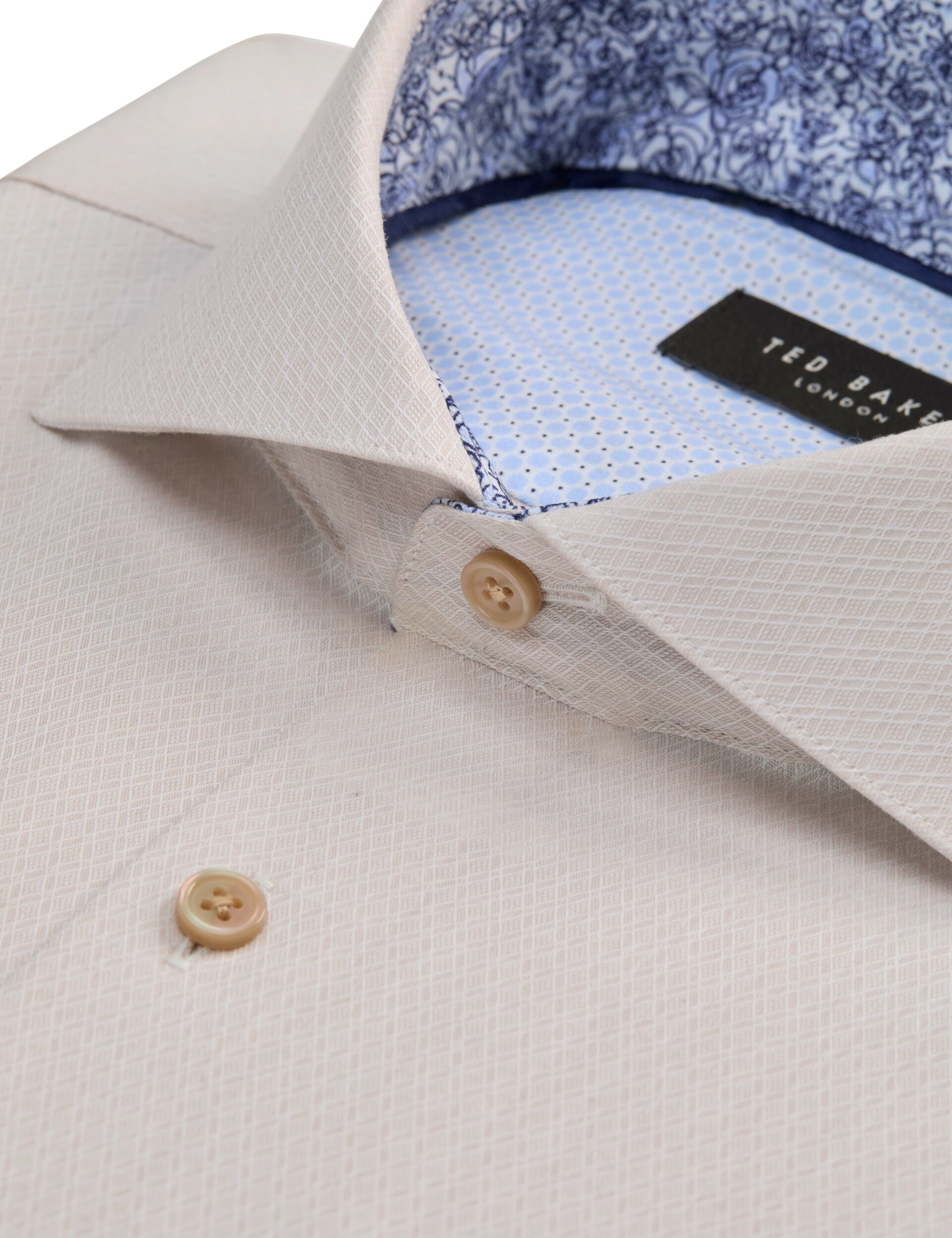 Ted Baker NANTUCKET Geo Texture Stretch Cotton Slim Fit Shirt TAUPE